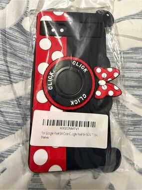 Polka Dot Red & Black Minnie-Style Phone Case with Ring Grip